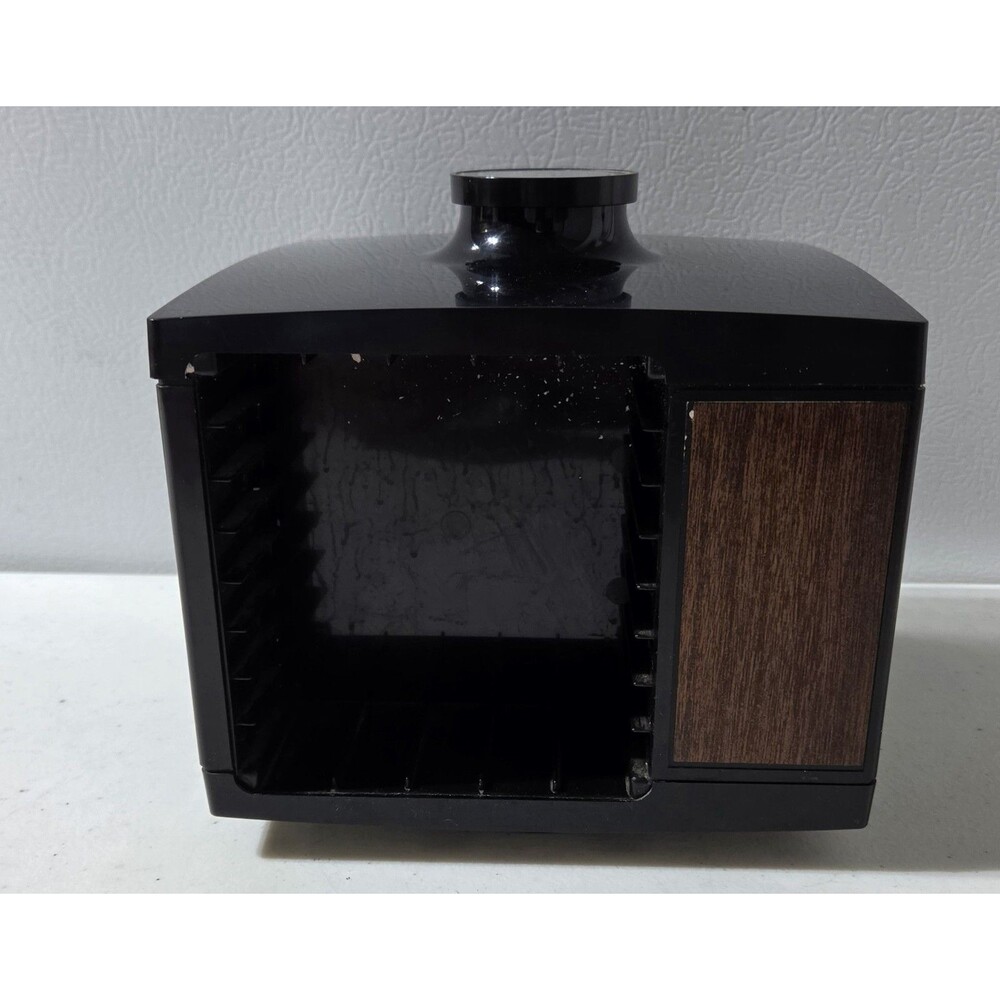 Vintage Stow-A-Way Cassette Tape Storage Carousel Rack Rotating Holder Faux Wood
